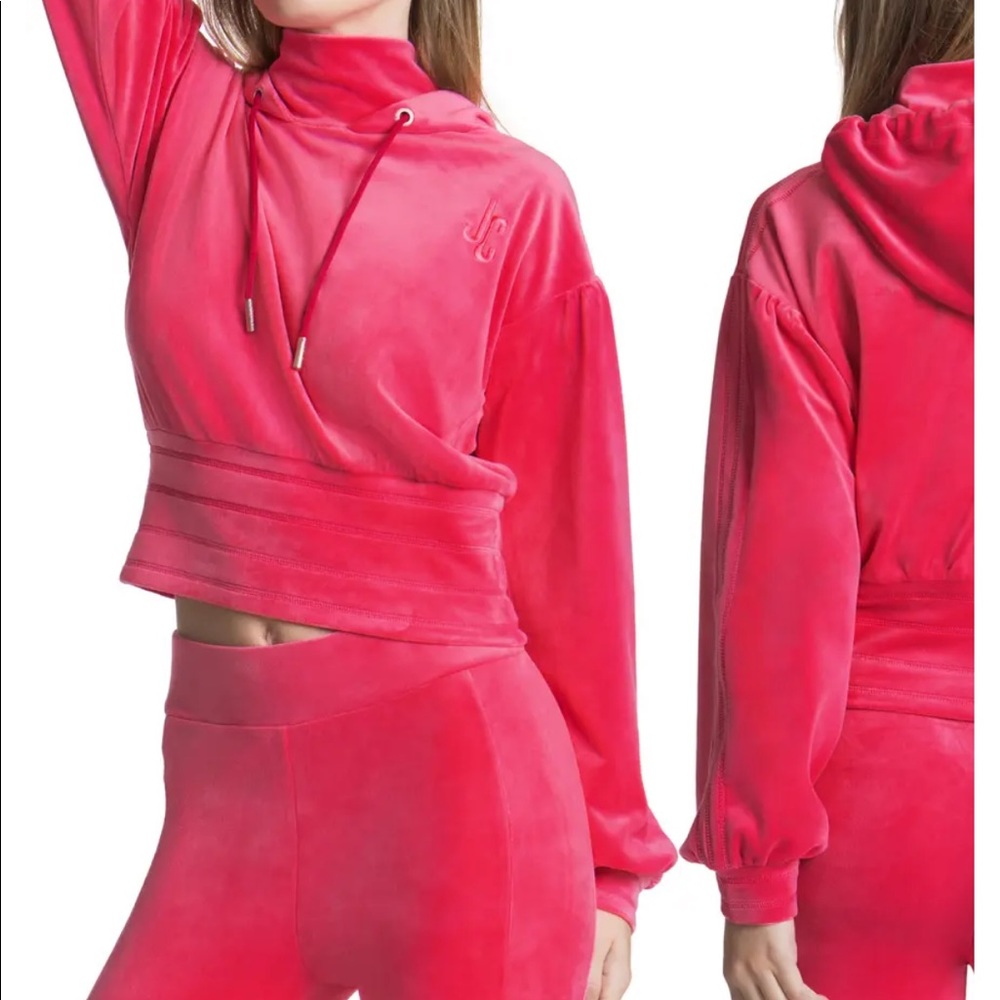 Juicy couture velour mock neck hoodie; Vixen pink XS, S, & M NWT Retail $109